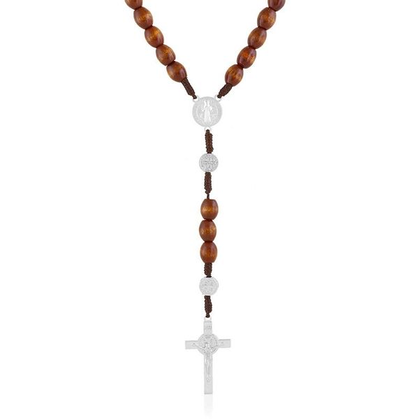 Różaniec drewniane brązowe paciorki zdjęcie 1