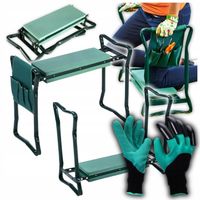 KRZESŁO SKŁADANE TABORET OGRODOWY PODPÓRKA KLĘCZNIK ŁAWECZKA + RĘKAWICE