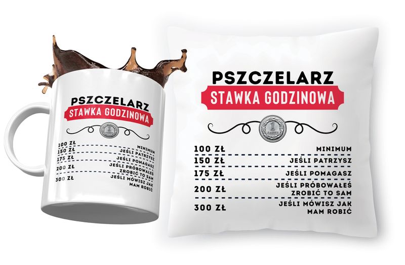 Dla Pszczelarza Zestaw Poduszka + Kubek Na Prezent Z Nadrukiem Ze Zdjęciem zdjęcie 1