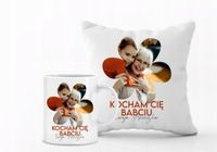 Zestaw PODUSZKA i KUBEK PREZENT dla BABCI z tekstem ZDJĘCIEM IMIENIEM