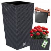 DONICZKA DONICA OGRODOWA KWIETNIK ANTRACYT WYSOKA RATTAN BALKON 50CM WKŁAD
