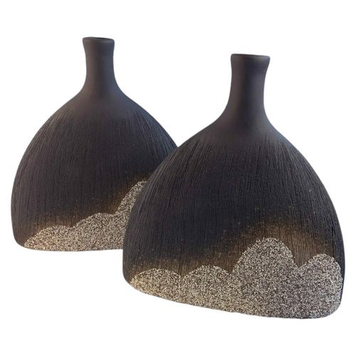 Wazon Ceramiczny Ozdobny  2szt  Minimalizm Czarny na Arena.pl