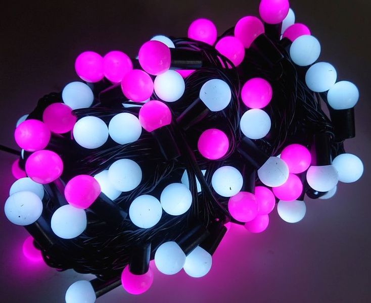 Lampki Choinkowe Kulki 200 Led-16M Biało-Różowe+Czapka zdjęcie 2