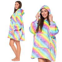 Bluza Koc Kocobluza 2w1 Oversize z Kapturem Gruba Sherpa Tęczowa XXL