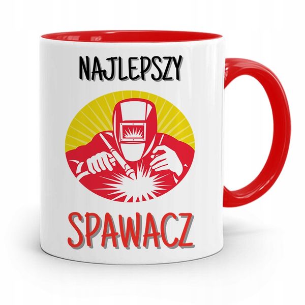 Kubek Czerwony Prezent Spawacza Najlepszy Spawacz Z Nadrukiem Ze Zdjęciem zdjęcie 1