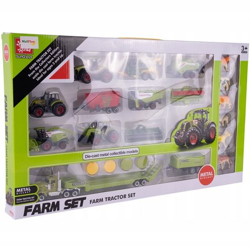 ZESTAW TRAKTOR CIĄGNIK KOMBAJN MASZYNY POJAZDY ROLNICZE ZWIERZĘTA PREZENT na Arena.pl