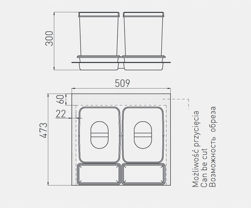 Kosz Segregator na śmieci MULTINO 60 2x15 L - 2 pojemniki na Arena.pl