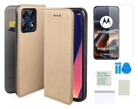 Etui z klapką do MOTOROLA EDGE 70 PRO 5G złoty + folia ochronna na ekran