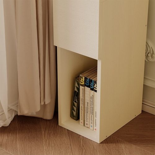 SZAFKA NOCNA BIAŁA Z SZUFLADĄ STOLIK Z PÓŁKĄ NOWOCZESNY LOFT SYPIALNI 55 CM na Arena.pl