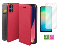 Etui z klapką do SAMSUNG GALAXY A06 5G obudowa czerwony + szkło na ekran