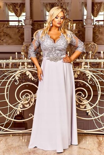 Krystal 3/4 ECRU DŁUGA SUKIENKA KORONKĄ ślubna 5XL na Arena.pl