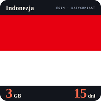 Karta eSIM Internet Indonezja 3 GB na 15 dni - bez rejestracji