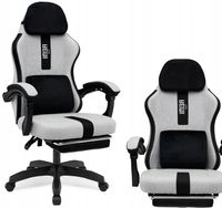 Wygodny Fotel Biurowy Obrotowy Gamingowy Krzesło Do Komputera Szary Tkanina