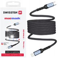 Samozwijający się kabel magnetyczny Swissten USB-C- Lightning 1m w oplocie