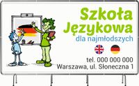 BANER REKLAMOWY oczkowany 200x100cm projekt w cenie SZKOŁA JĘZYKOWA