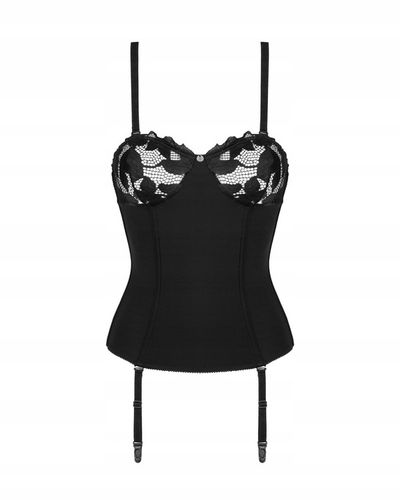 Elegancki gorset z koronką i siateczką XS/S czarny na Arena.pl