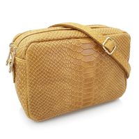 VERA PELLE torebka skórzana kroko listonoszka z paskiem V401 musztardowa