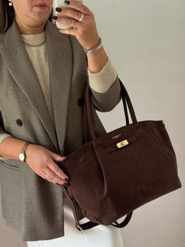 Torebka Flora&Co duża czekoladowa zamsz eco zamszowa ciemny brązowa shopper na Arena.pl