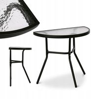 STOLIK BALKONOWY ze SZKLANYM Blatem HARTOWANYM PÓŁOKRĄGŁY Metalowy Tadar