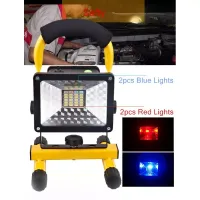Akumulatorowy halogen LED 10W 24 smd+flash+dodatki