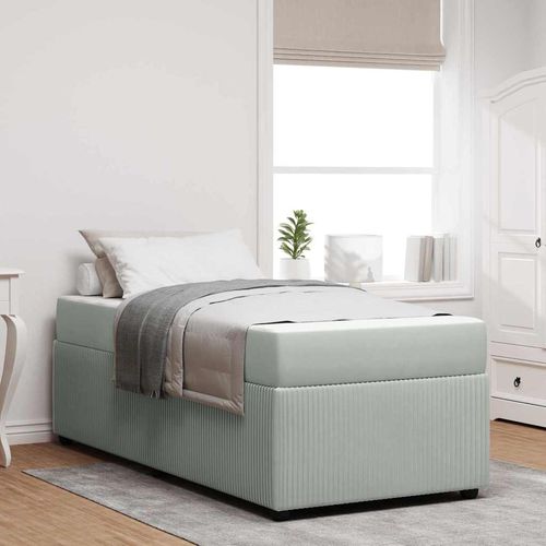 Rama łóżka z materacem Jasnoszary 90 x 190 cm Aksamit na Arena.pl