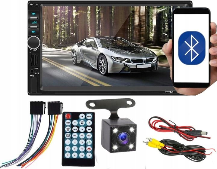 Radio samochodowe Bluetooth 2DIN + kamera cofania zdjęcie 1
