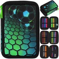 PIÓRNIK SZKOLNY TRZYKOMOROWY POTRÓJNY Z WYPOSAŻENIEM PIŁKA NOŻNA FOOTBALL