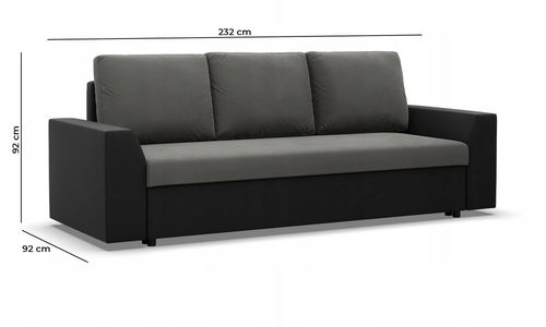 KANAPA LUGO Rozkładana Wygodna Sprężyny BONELL Funkcja Spania SZARY BIAŁY na Arena.pl