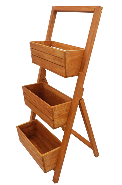 Kwietnik kaskadowy stojak potrójny z drewna na kwiaty TEAK + 3 Wkłady zdjęcie 2