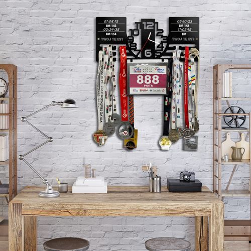 Wieszak na medale i numery startowe z zegarem REKORDY TRIATHLON  imię 433.1 na Arena.pl