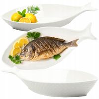 PÓŁMISEK NA RYBĘ SALATERKA PORCELANOWA BIAŁA 30CM MISECZKA W KSZTAŁCIE RYBY