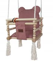 Emaga Huśtawka Drewniana Dla Dzieci Velvet MIŚ 170 cm