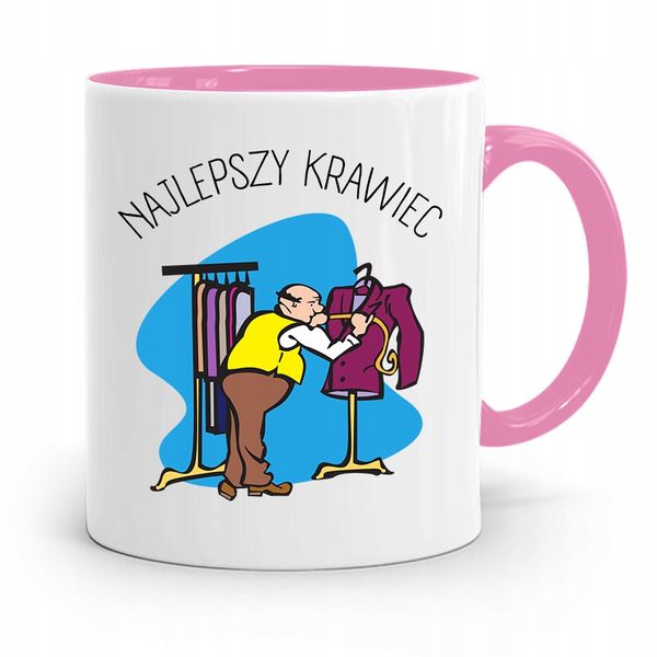 Kubek Różowy Krawca Krawcowej Najlepszy Krawiec Z Nadrukiem Ze Zdjęciem zdjęcie 1