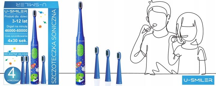 SZCZOTECZKA SONICZNA DLA DZIECI ELEKTRYCZNA DO ZĘBÓW 3 TRYBY 4 KOŃCÓWKI zdjęcie 8