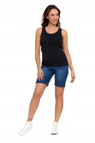 Czarny TOP DAMSKI Dopasowany Bokserka Koszulka Gładka Bez Rękawów MORAJ XL na Arena.pl