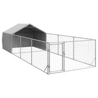 Zewnętrzna buda dla psa z wybiegiem 7x2x1,5 m Stal ocynkowana