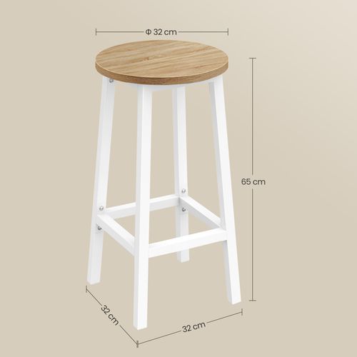 Taboret barowy - dąb sonoma / nogi białe na Arena.pl