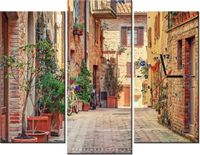 90CM 70 ZEGAR 3 ELEM STARA ALEJKA TOSKANII SCIENNY DRUK