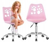 KRZESŁO OBROTOWE DO BIURKA NAUKI DLA DZIECKA DZIECIĘCE BIUROWE FOTEL RÓŻ