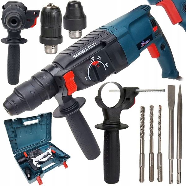 MŁOTOWIERTARKA MŁOT UDAROWY WIERTARKA SDS+ MOCNA 3050W WALIZKA DUŻY ZESTAW zdjęcie 1