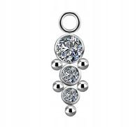 Tytanowy Charms - PREMIUM ZIRCON srebrny PIERCING