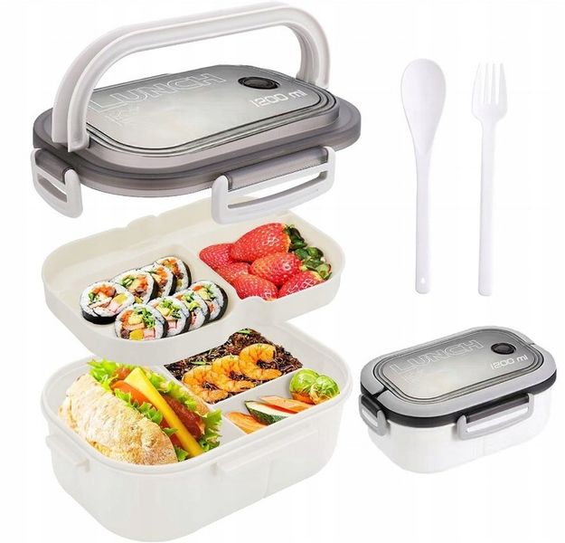 Przenośna ŚNIADANIÓWKA LUNCHBOX POJEMNIK BOX BENTO 1200 ml Z Nóż i widelec zdjęcie 8