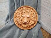 Obraz płaskorzeźba w drewnie z Lwem Lew kot 80 cm