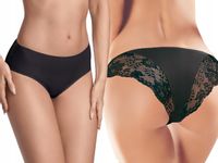 Ewana 065 Koronkowe Oryginalne Figi Czarny XL