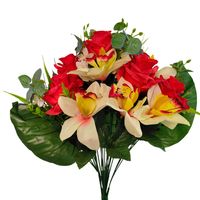 Bukiet róża storczyk kremowo czerwony