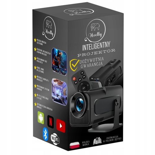 PROJEKTOR RZUTNIK ANDROID TV WIFI LED MINI PRZENOŚNY SMART GŁOŚNIK OBROTOWY na Arena.pl