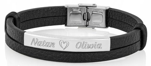 BRANSOLETKA MĘSKA PREZENT DLA NIEGO GRAWER STAL na Arena.pl