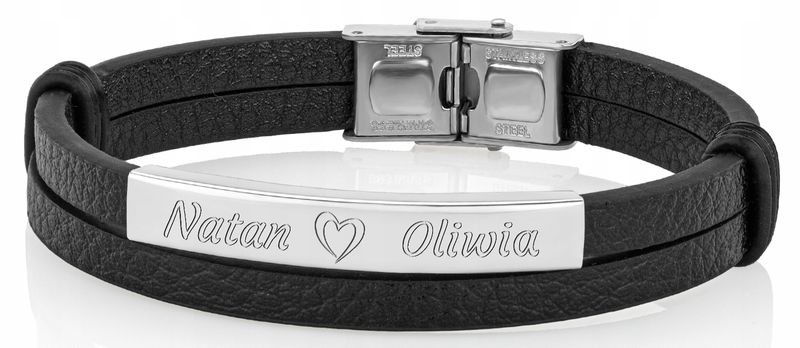 BRANSOLETKA MĘSKA PREZENT DLA NIEGO GRAWER STAL zdjęcie 3