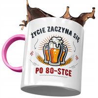 Kubek Różowy Na Urodziny 80 80Te 80-Te Prezent Z Nadrukiem Ze Zdjęciem