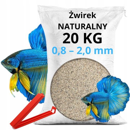 Żwirek do akwarium 0,8-2,0 mm żwir akwariowy naturalny z ATESTEM 20 KG na Arena.pl